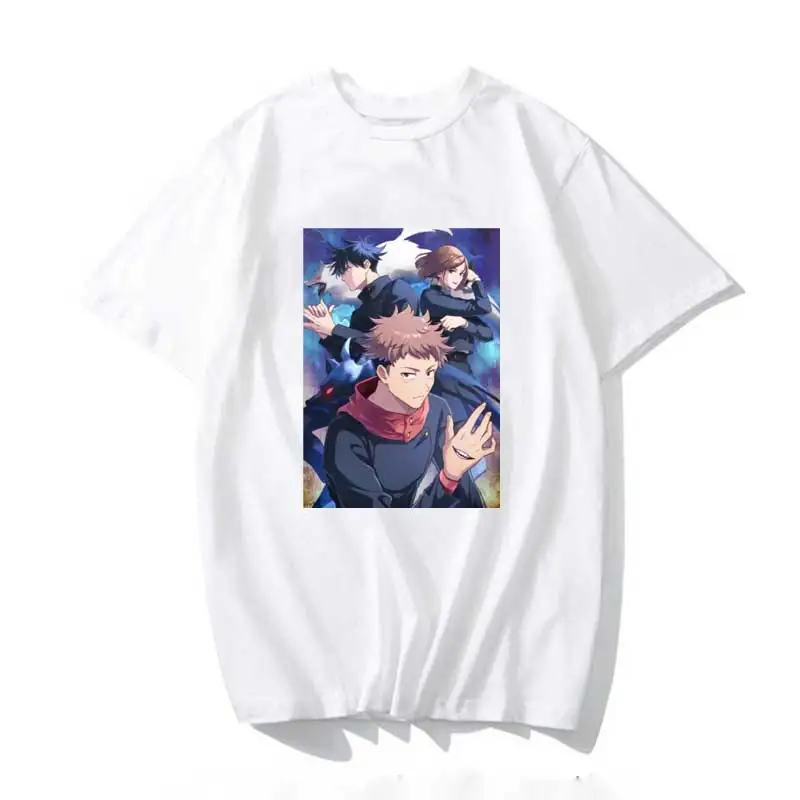 

2021 jujutsu kaisen T Shirt Men Kawaii Tops Cartoon T-shirt Karate Graphic Tees Fashion Tee Shirt Unisex Harajuku Shirt Male
