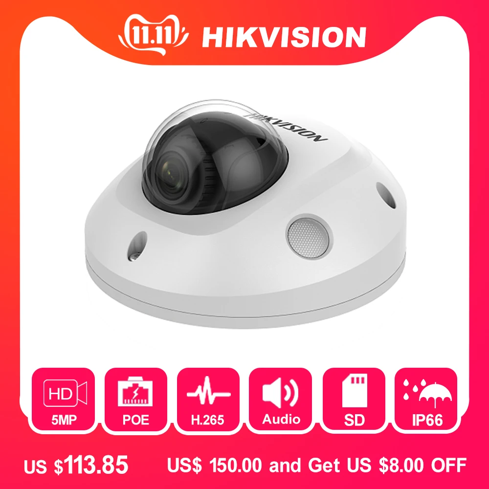Hikvision камера видеонаблюдения наружная DS 2CD2555FWD IS 5MP IR мини купольная ip