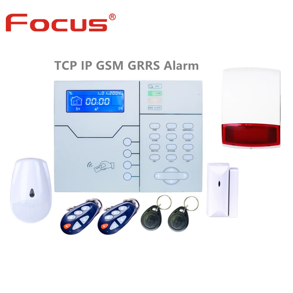 Meian Focus French English voice Alarm RJ45 Ethernet IP Alarm Wireless GSM Home Alarm TCP IP Alarm System With Lithium Battery enlarge