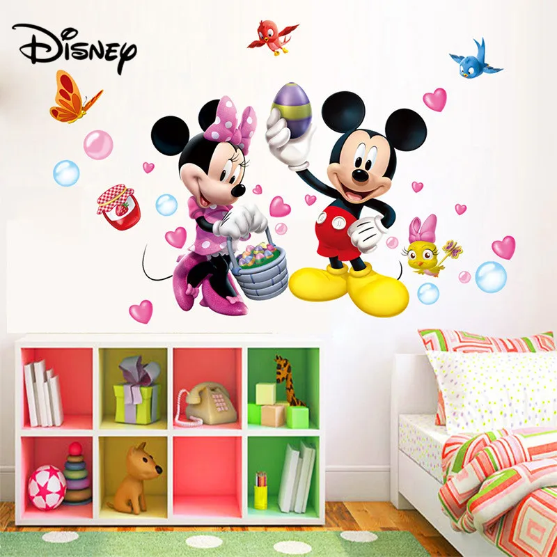 Съемные Мультяшные стикеры Disney наклейки Микки Маус для детской комнаты