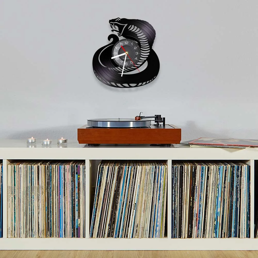 Настенные часы с виниловой пластиной и змеиным принтом дикой кобры настенные