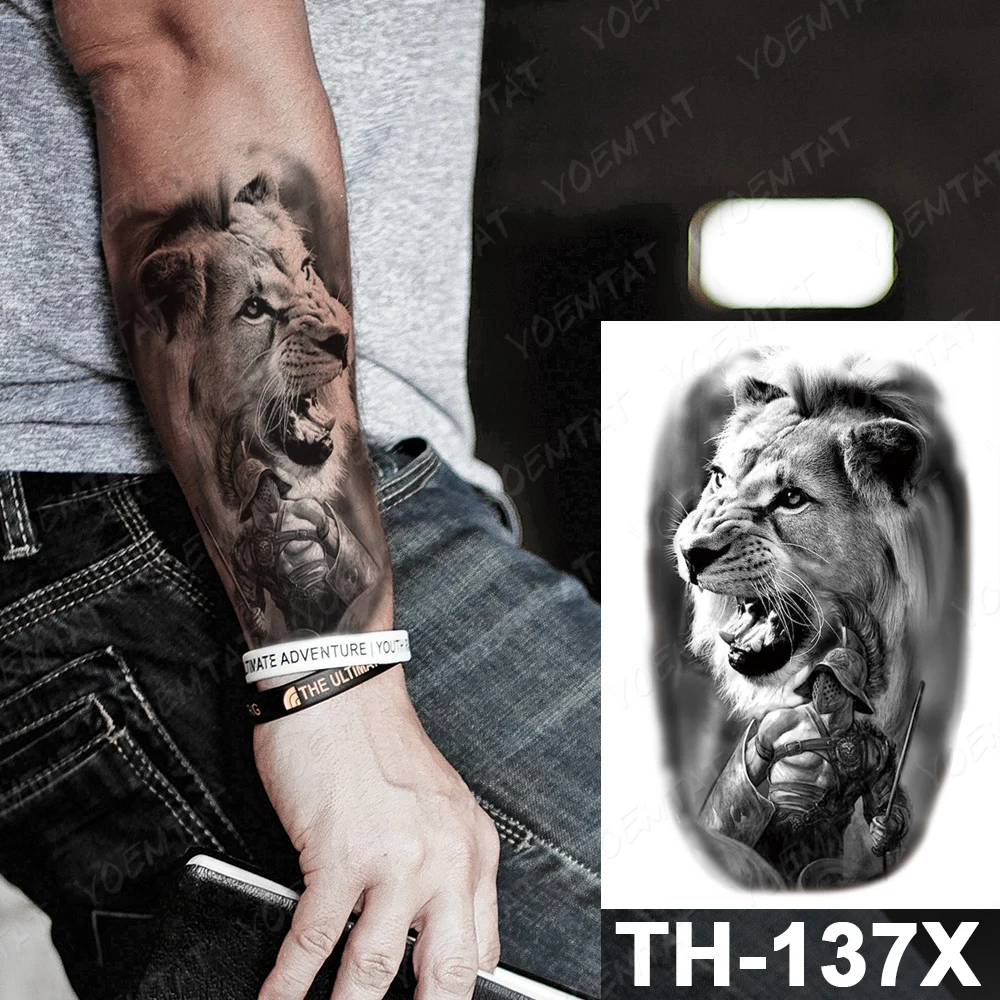 Временные тату-Стикеры для мужчин и женщин часы Лев снаряжение розовая сова волк