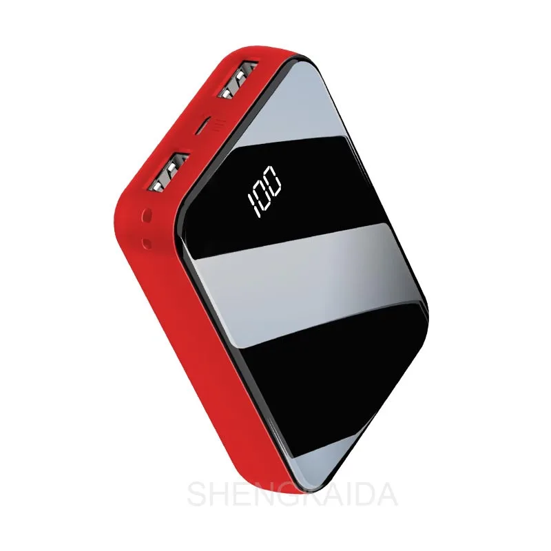 Mi ni power Bank 20000 мАч для iPhone X Xiaomi mi power bank Pover Bank зарядное устройство с двумя портами Usb внешний аккумулятор Poverbank портативный - Цвет: Красный