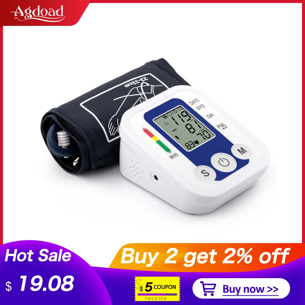 

Professional Automatic Heart Beat Tonometer Digital Upper Arm Blood Pressure Monitors English Voice Sphygmomanometer BP Cuff