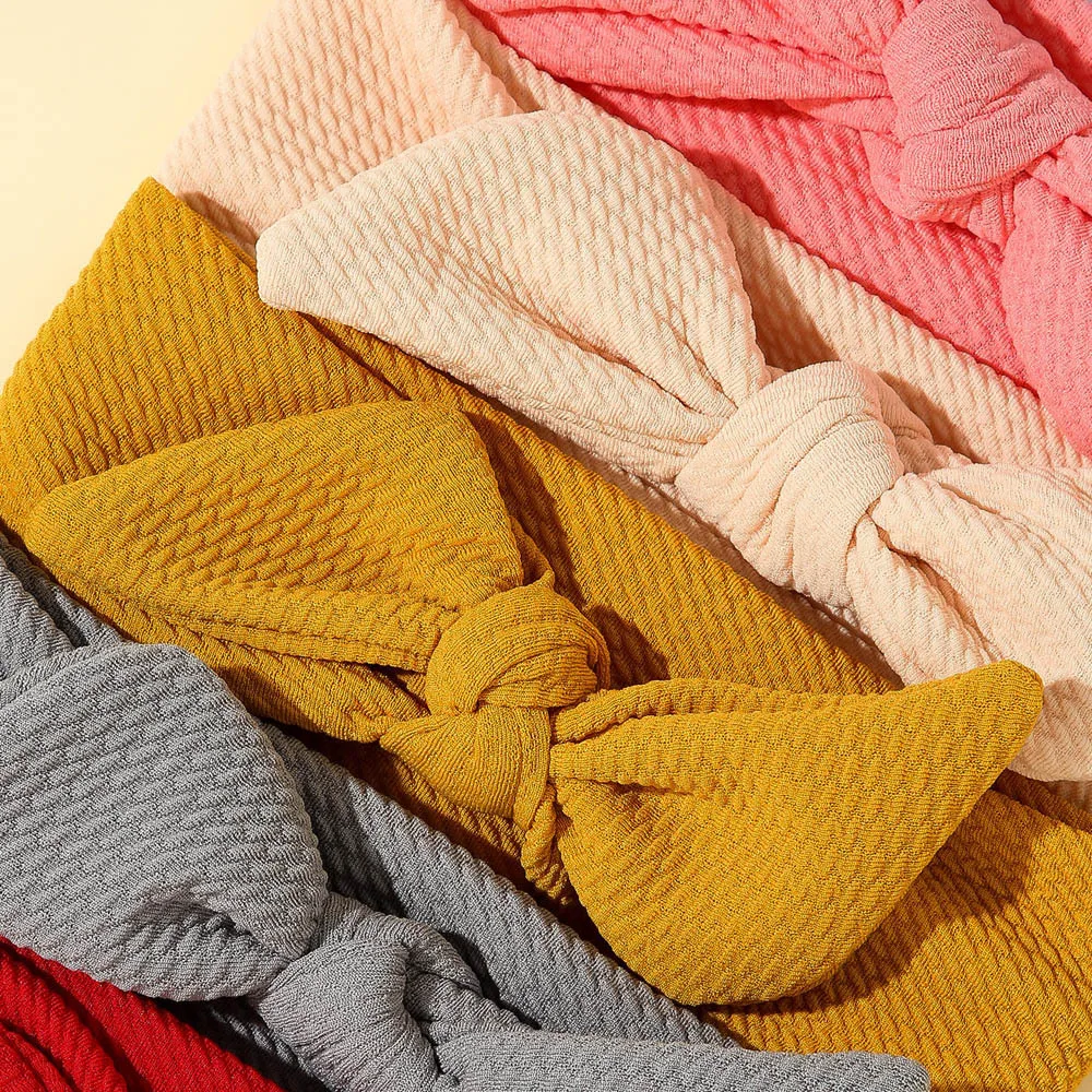 

19 Colors Baby Solid Color Rabbit Ear Hairband Corn Grain Texture Elastic Headband Baby Kids Hair Accessories In Girls Turban