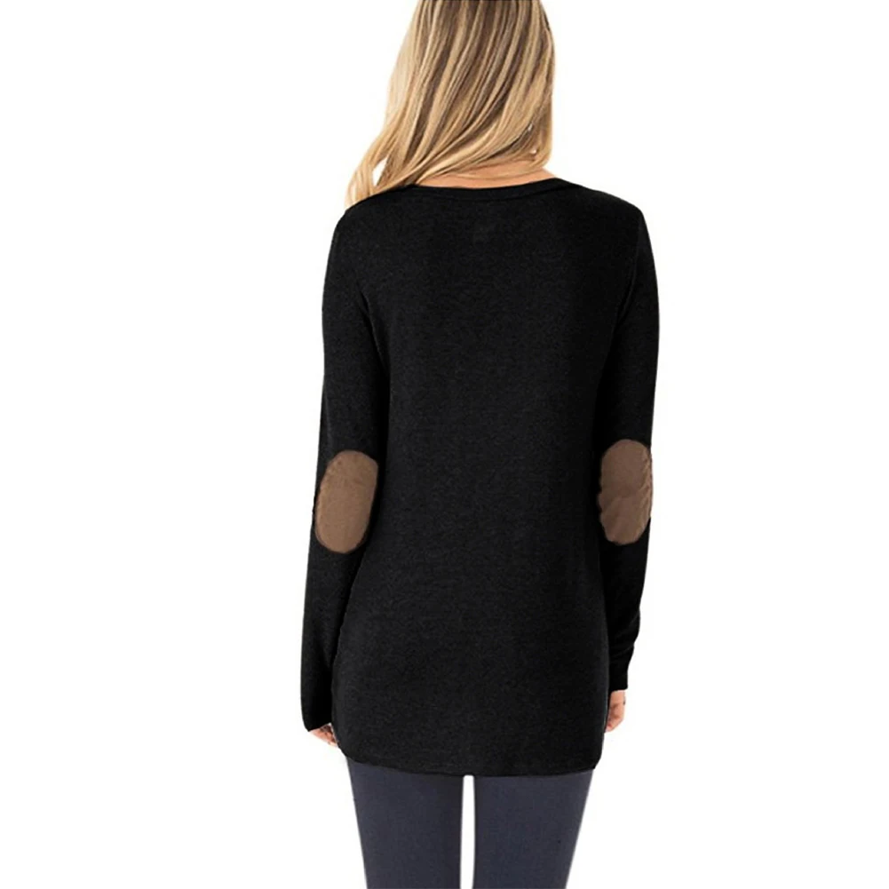 Весна осень мягкие свободные базовые повседневные локоть Лоскутные Топы Женская