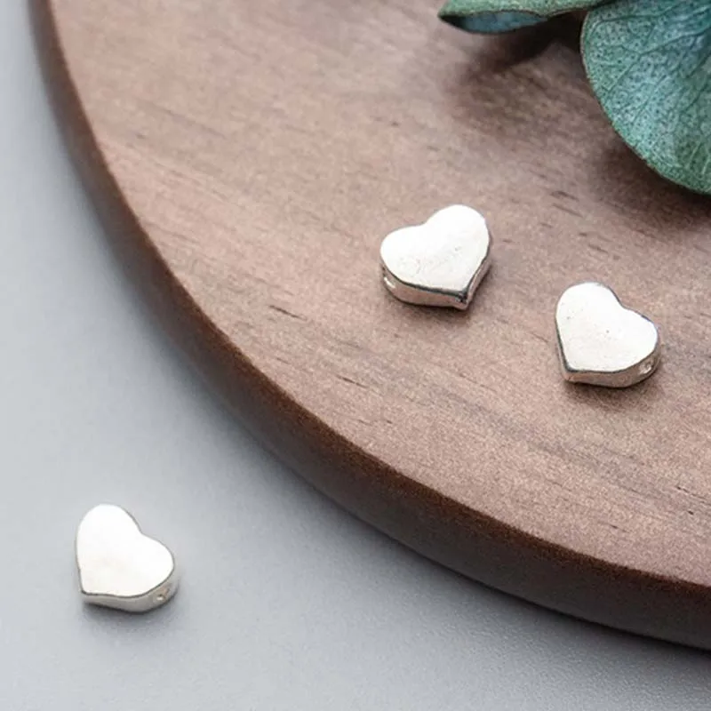 Бусины разделители в форме сердца из серебра 925 пробы|Ювелирная фурнитура и