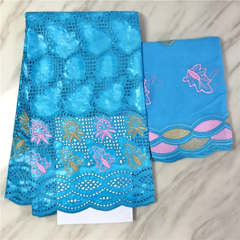 

2020 High Quality African Lace Fabric Cotton Embroidery Nigerian Bazin Riche Getzner Fabric French Lace Fabrics 5+2Yards/lot