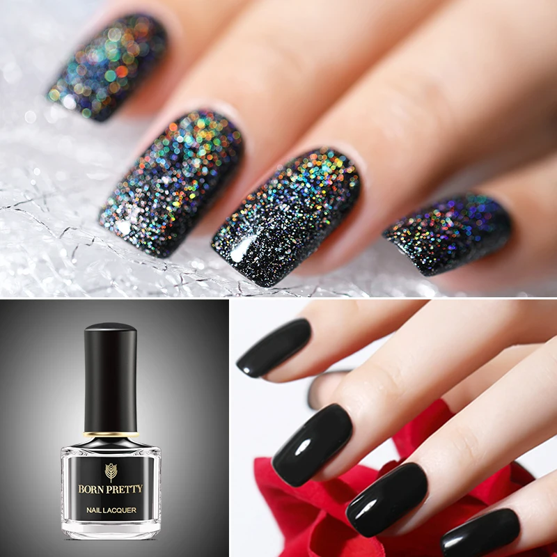 Basic Black BORN PRETTY кошачий глаз ногтей голографический лак Хамелеон Блестящий Блестки Маникюр Декоративный Лак для ногтей черная основа требуется магический лак - Цвет: Basic Black
