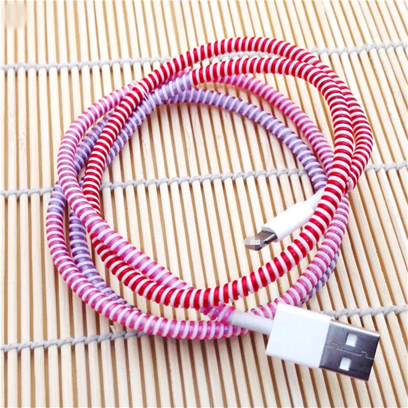 

10Pcs/lot 50cm Spiral USB Data Charger Cable Cord Protector Wrap CableDIY Winder For Smartphone Cable Protector