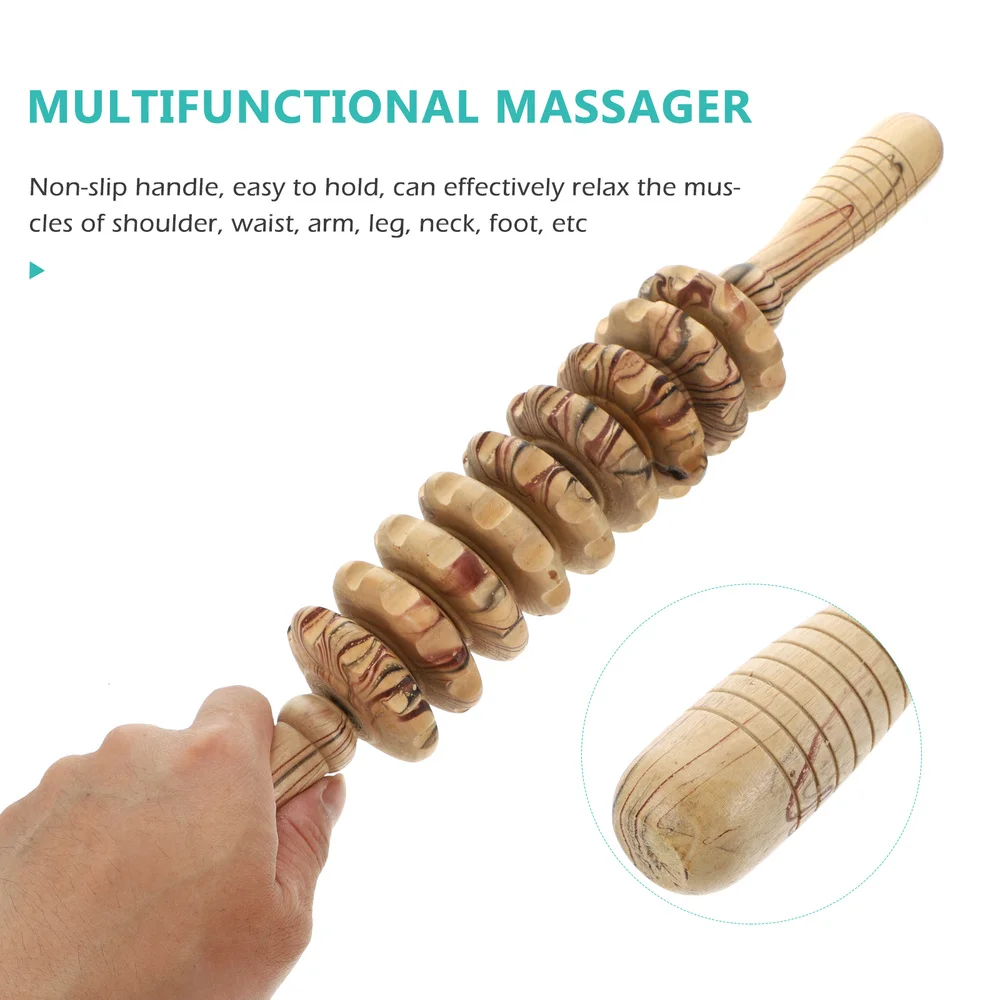 

1Pc Wooden Back Massager Portable Manual Roller Belly Massager Tool