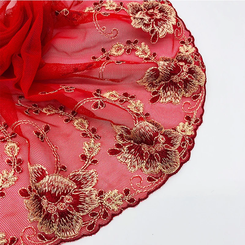 Женская кружевная пряжа с цветочной вышивкой ручной работы из полиэстера 2 ярда