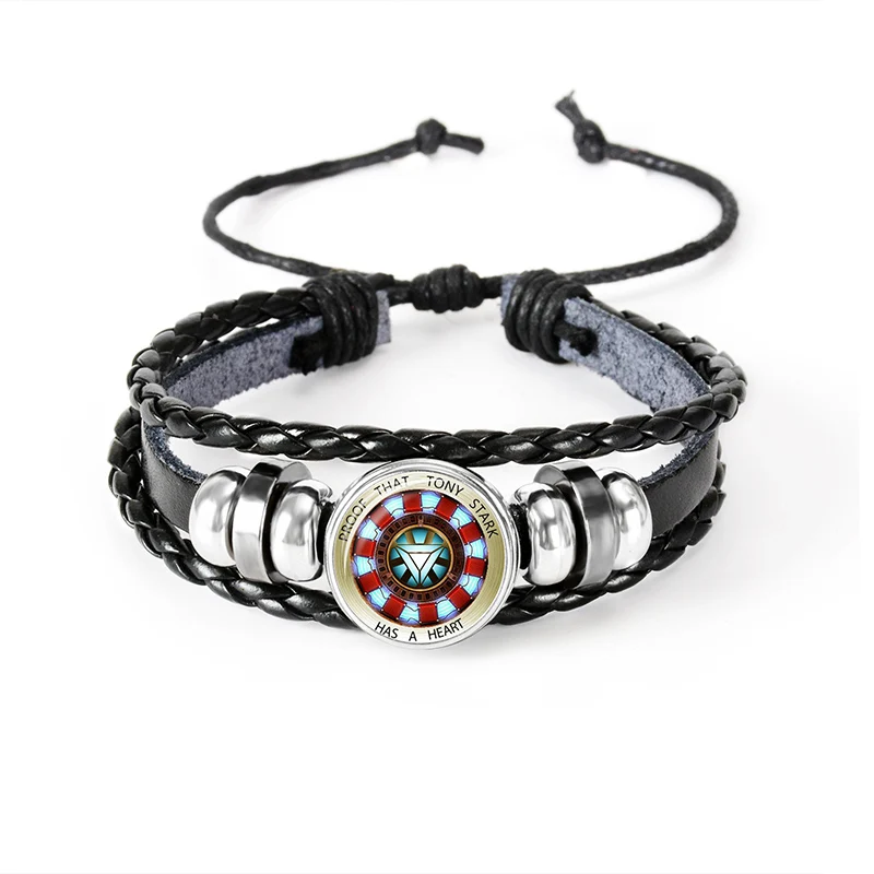 Marvel Comics Time Gem Железный человек дуговой реактор Многослойный кожаный браслет