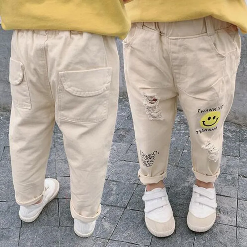 Прямая поставка Модные осенние джинсовые брюки для маленьких мальчиков и