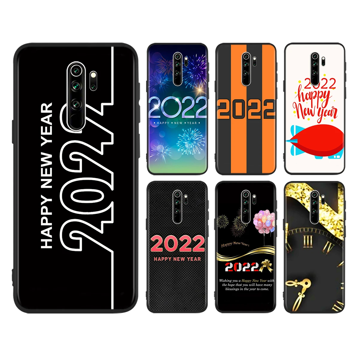 

Phone Case For Redmi 9i 9T 9A 9C 9 8A 8 GO 7 7A S2 Y2 6 6A 5 5A 4X Prime Pro Plus Christmas happy New Year 2022 Black Cover