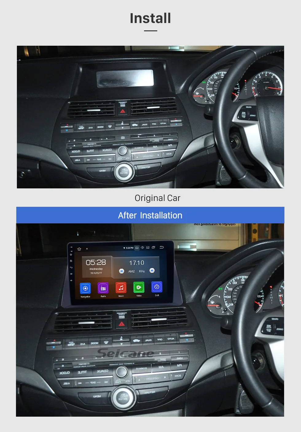 Seicane 10,1 дюймов Android 9,0 ips 8-ядерный gps навигационный радио для 2008-2013 Honda Accord 8 авто блок плеер Поддержка RDS DVR