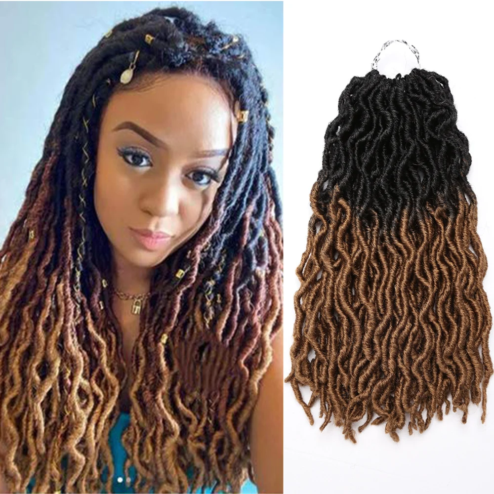 

Synthetic Crochet Braids Hair Goddess Faux Locs Ombre Curly Soft Dreads Dreadlocks For Black Woman Braiding Hair Extensions