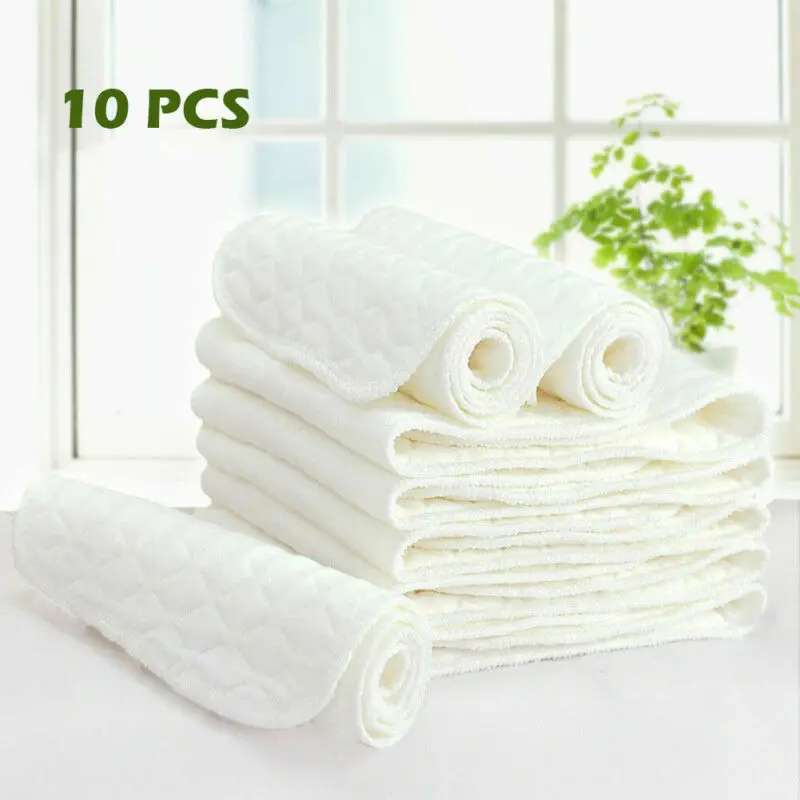 

10Pcs/lot Diaper Nappy Liners Reusable Baby Infant Newborn Cloth Insert Three Nappies Layers Cotton Baby Care Products