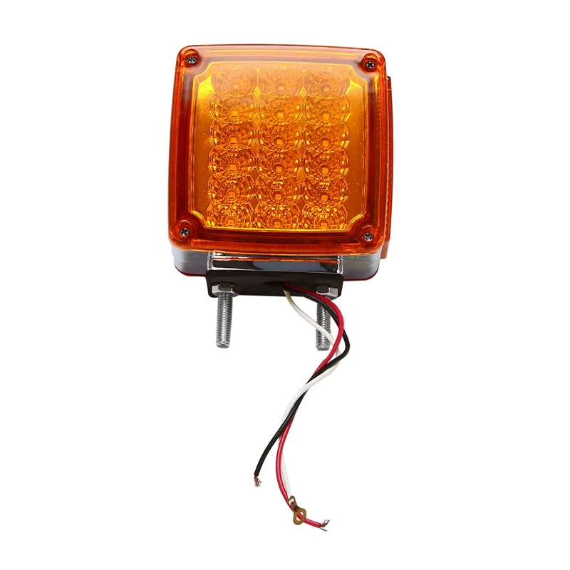 

Square LED Double Face Pedestal Stop Turn Tail Light Side Marker Light with Side Reflector Truck Trailer Amber Universal