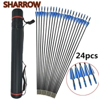 24pcs 31 archery fiberglass arrows spine 900 target arrows fixed arrow tips with quiver for bow shooting practice accessories
