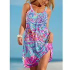 Мини-платье женское с цветочным принтом, богемный стиль, повседневное пикантное пляжное платье в стиле бохо, тонкая кофта на бретелях, вечернее празднивечерние приталенное платье в стиле Харадзюку