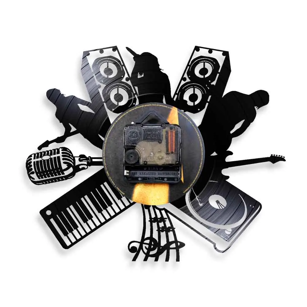 Виниловые музыкальные часы настенные с микрофоном музыкальная лента для DJ