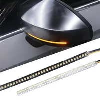 1pc 12v led car rear view mirror side marker lamp flashing turn signal light strip dynamic indicator amber blue auto accessories