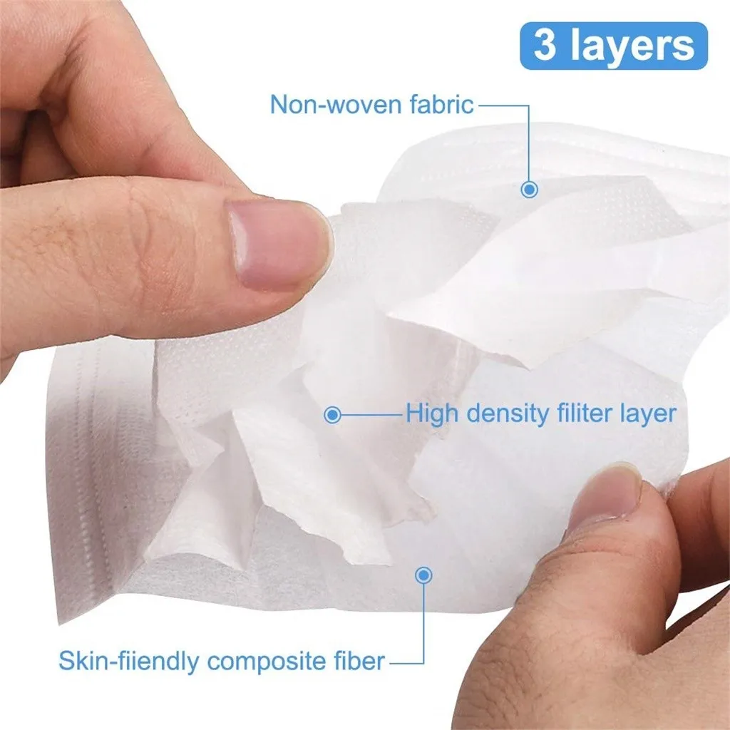 Одноразовая маска для лица трехслойная Нетканая одноразовая ушей белая черная