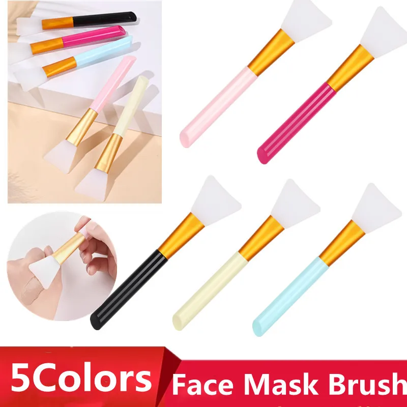 

Professional DIY Women Beauty Face Care Plastic Handle Soft Silicone Brush Head Face Mask Brush Silicone Brush Face 5Colors