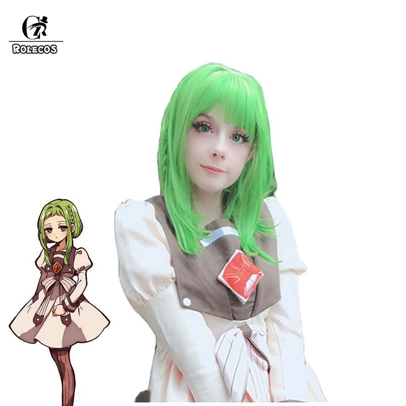 Cosplay Wig ROLECOS Nanamine Sakura парик для унитаза Hanako kun женский зеленый Jibaku Shounen
