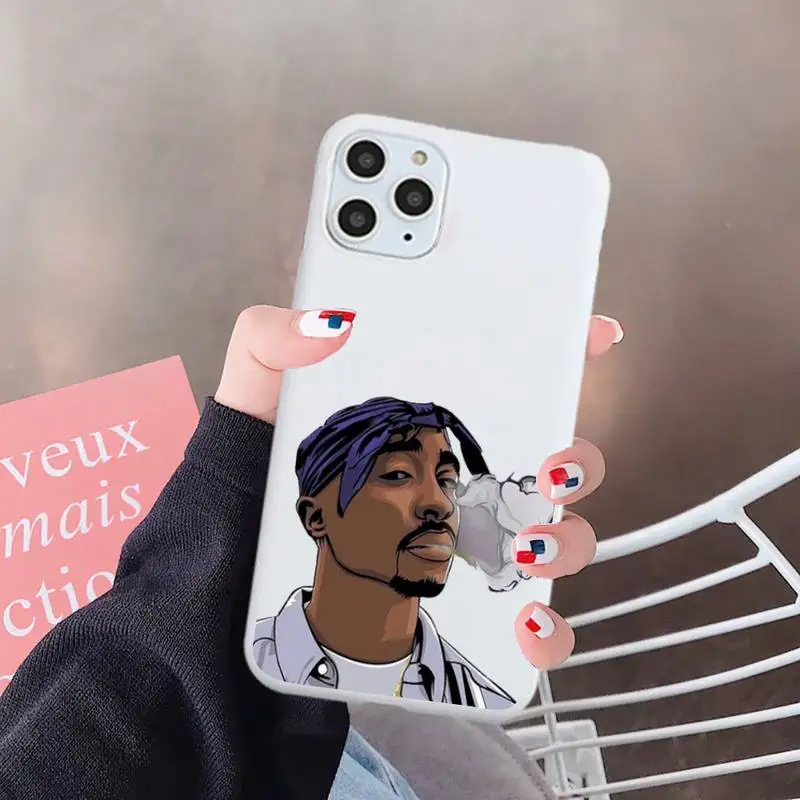 

2Pac famous Rapper High-quality luxury shell Phone Case Candy Color for iPhone 6 7 8 11 12 s mini pro X XS XR MAX Plus
