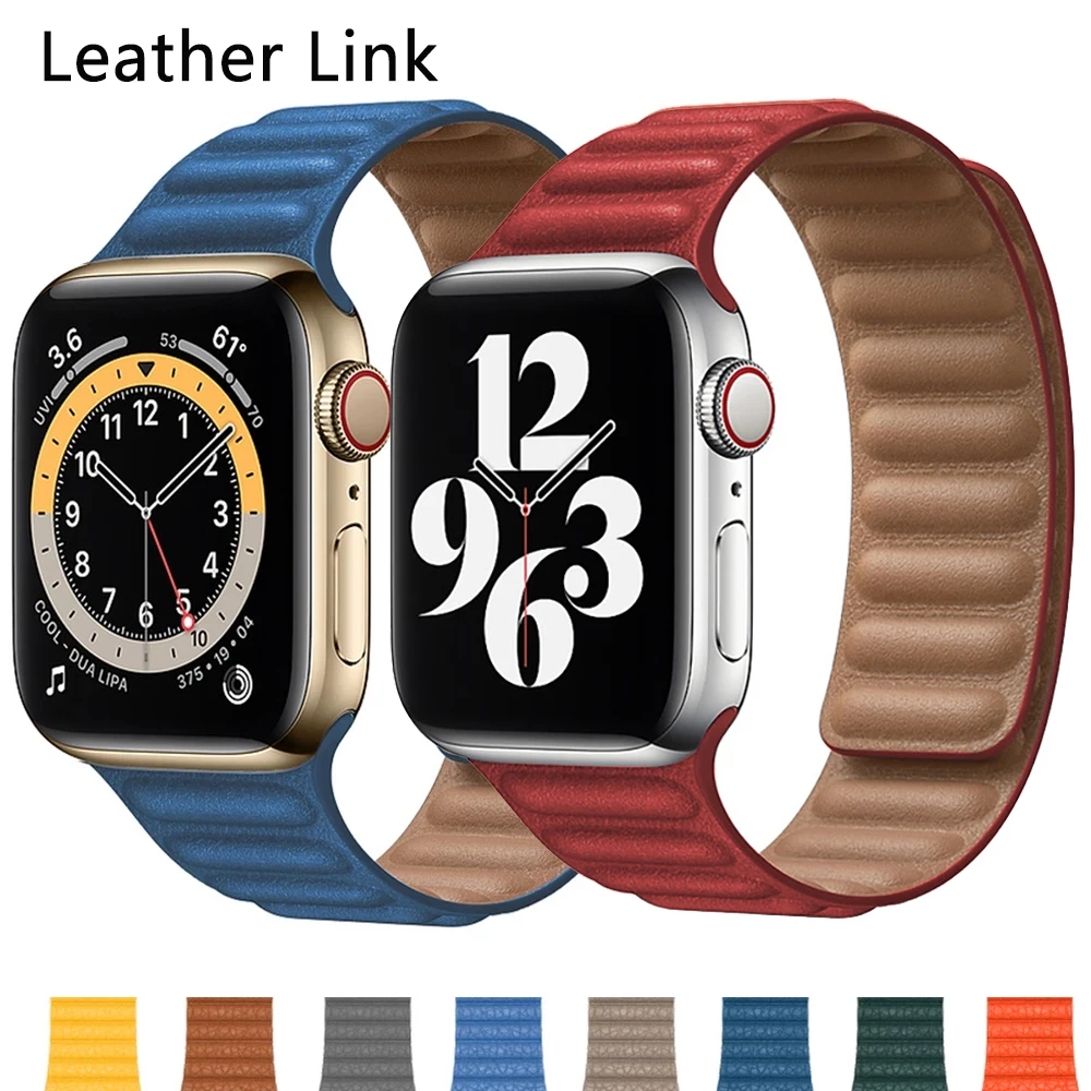 

Leather Link Strap For Apple Watch Band 44mm 40mm 38mm 42mm Bracelet 1:1 Original Magnetic Loop Watchband iWatch Seires 4 5 6 SE