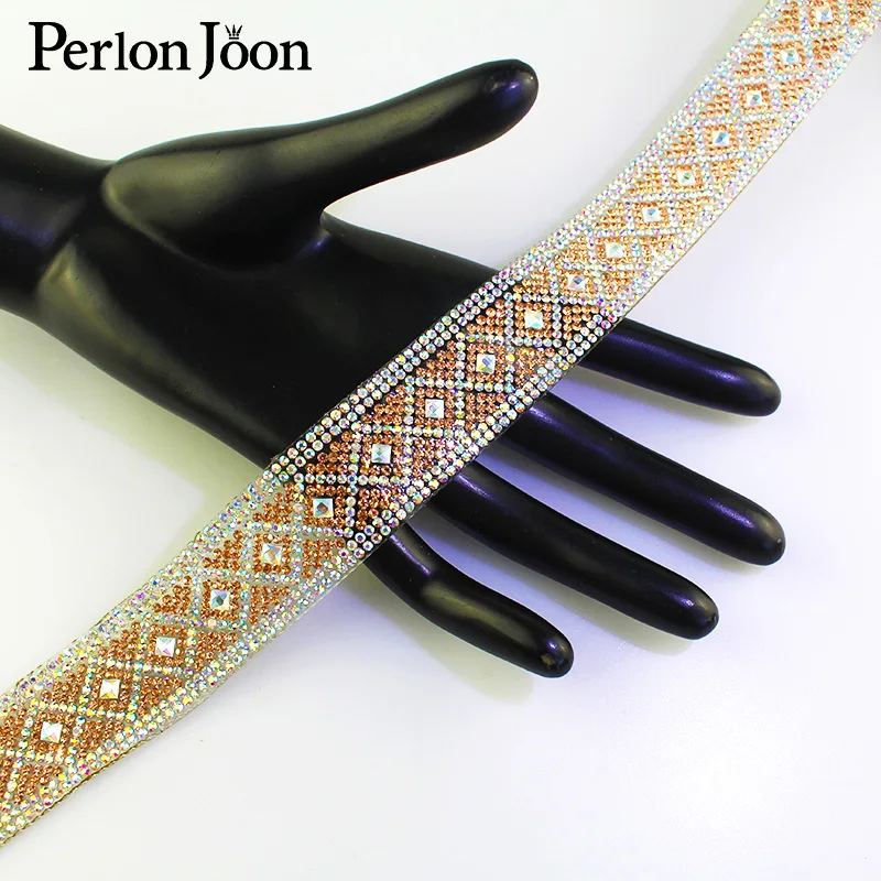 1 yard folk-custom style rhinestone hot fix tape ribbon crystal decoration iron on shoes clothing accessories TR016 | Дом и сад