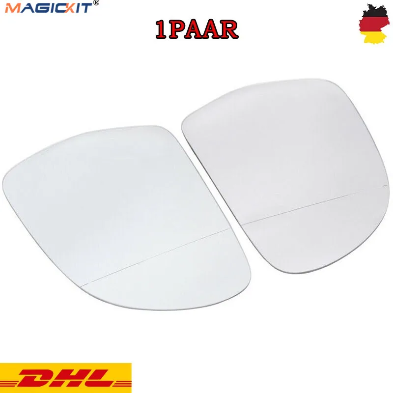 

MagicKit New Replacement Left Right Side Door Wing Mirror Glass Wide Angle HEATED Fit for Audi A4 A6 B8 8T0857535E 4F0857535AF