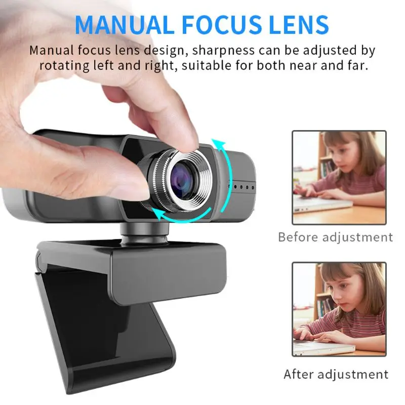 

USB 1080P Webcam with Microphone Manual Focus Webcam Computer Camera Web Camera for Video Calling Conferencing 2.0
