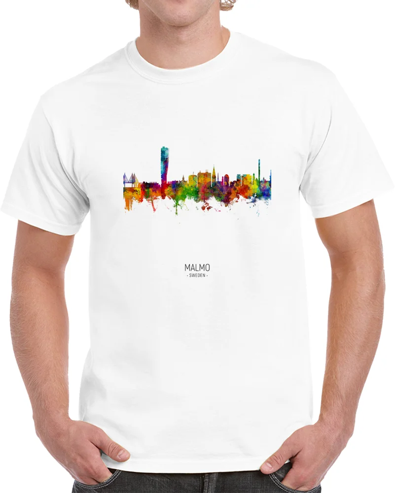Мужская футболка Malmo шведская Радужная Skyline Женская | одежда