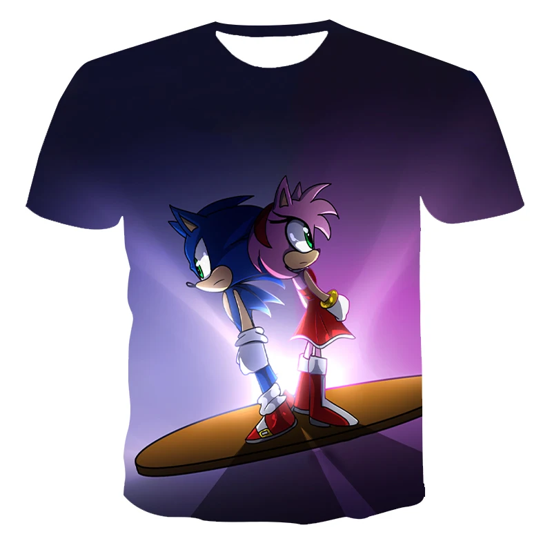 

2021 Summer New Sonic 3D Printing Polyester Funny Anime Short-Sleeved T-Shirt