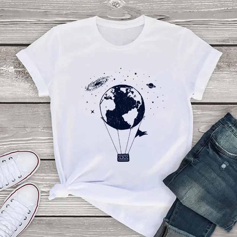 

Casual Short Summer Tops Aesthetic Mountain Print T-shirt Female Vintage Tshirt Woman Clothing Fashion O-neck Tee Kpop Harajuku