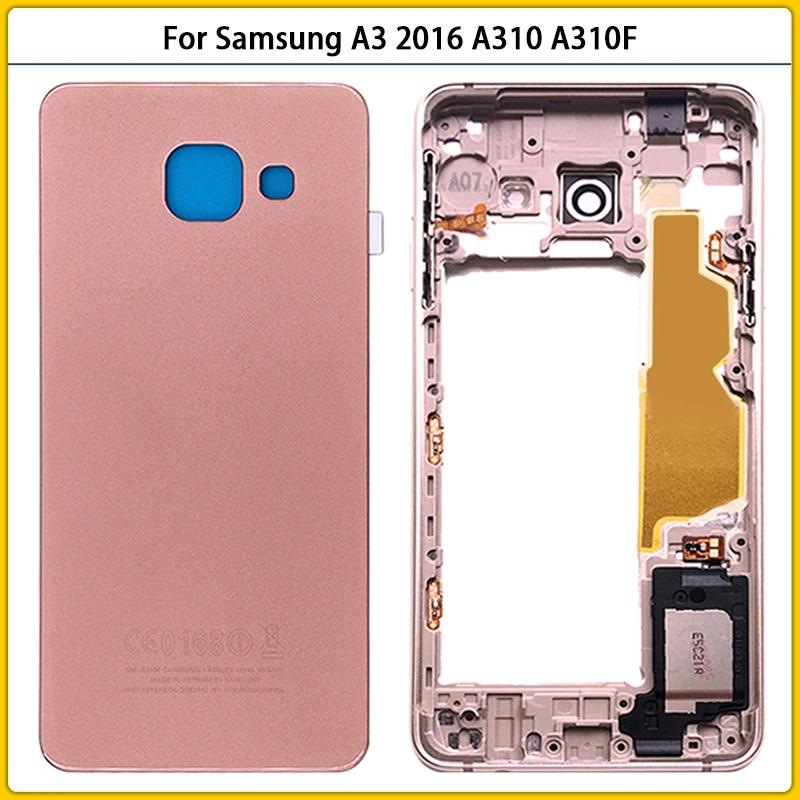 Для Samsung A3 2016 A310 A310F средняя рамка пластина корпус батарея задняя крышка Дверь