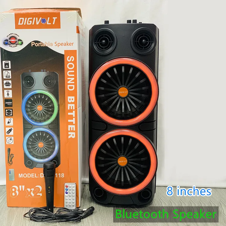 

Новая высокомощная светодиодная цветная подсветка, внешняя портативная bluetooth колонка 8 дюймов с микрофоном, портативная мощность ampl