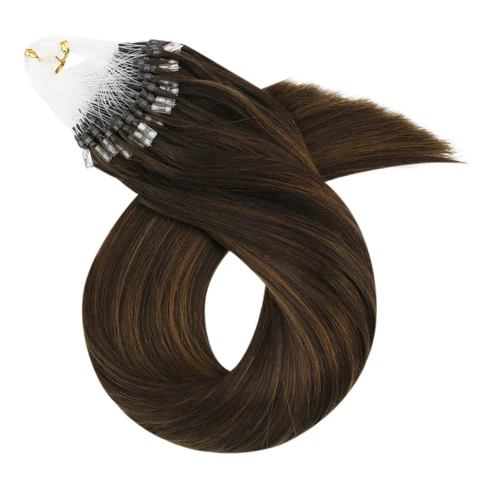 Ugeat Наращивание волос микрокольцами 100% натуральные волосы 14-24 дюйма