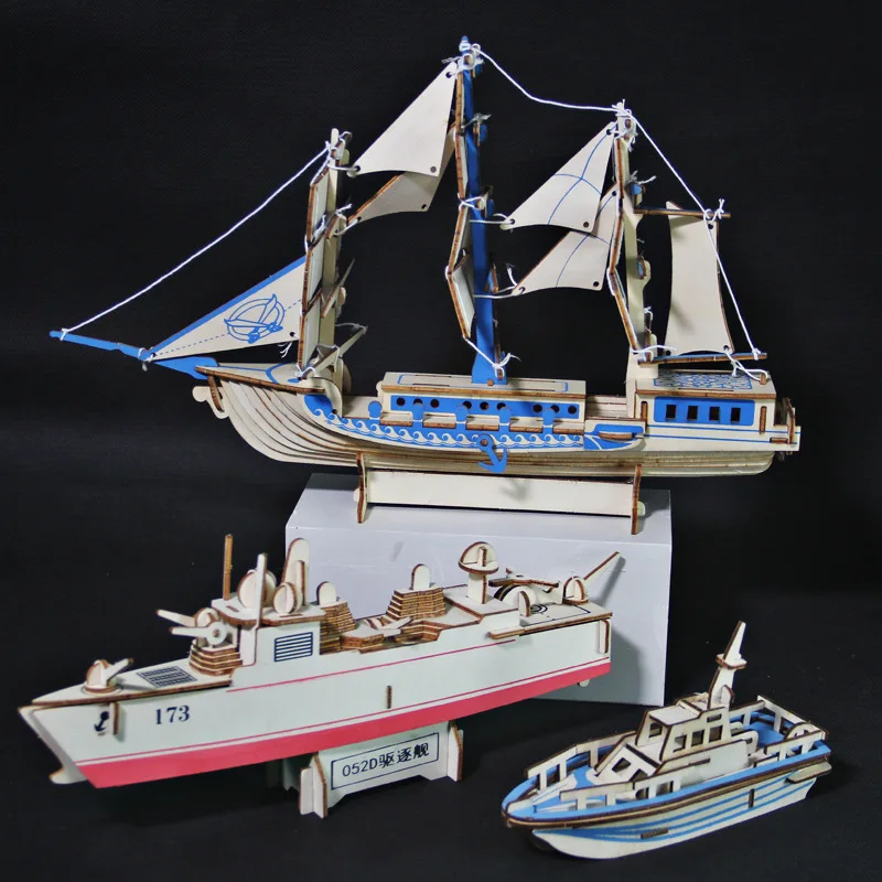 

FEOOE Stall 3D Jigsaw Puzzle Handmade Wooden Assembled Boat Model Puzzle Diy Creative Toy Gift Wooden Toys WL