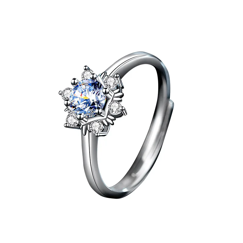 

0.5CT Moissanite ring women creative snowflake 925 sterling silver classic fashion engagement wedding ring fine jewelry JF-10