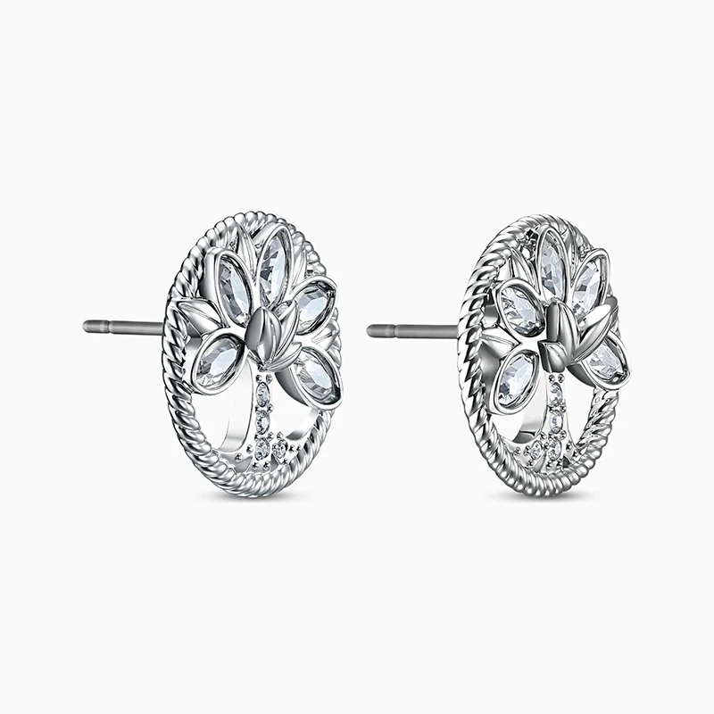 

Fashion SWA New SYMBOLIC TREE OF LIFE Pierced Earrings Round Tree of Life White Gold Earrings Women Romance Jewelry Gifts