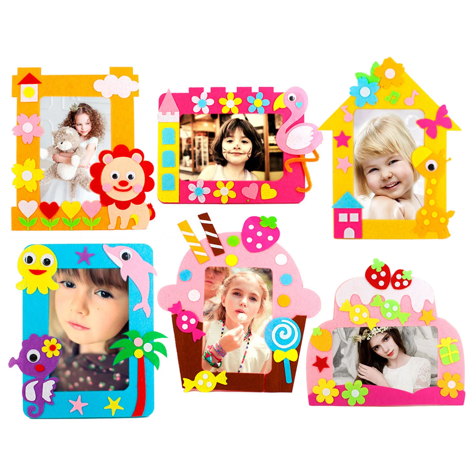 6 шт. дети мультфильм сделай сам из нетканого материала фоторамка 3D ручной работы