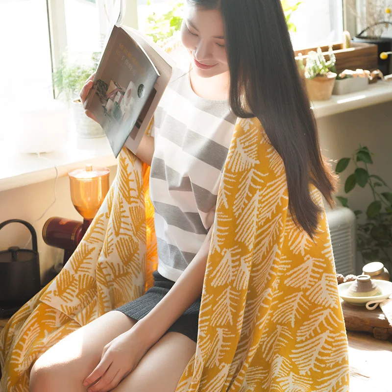 Весенне летнее линейное одеяло из хлопка вязаное для гостиной дивана реквизит