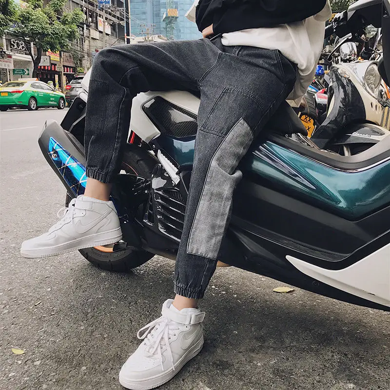 

Men Jeans Ankle-length Patchwork Chic Bundle Denim Straight Trousers Mens Streetwear Hip-hop High Quality Teens Plus Size 3XL BF