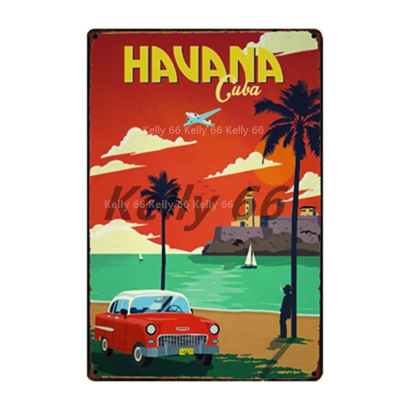 [Kelly66] Город Куба Aloha Hawaii формы Тики Бар пляжные металлический знак олова плакат