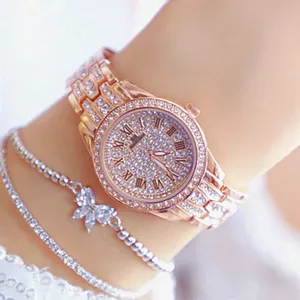 Роскошные женские часы со стразами Стразы ювелирные изделия дамы браслет золотые часы наручные часы из нержавеющей стали relogio feminino