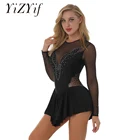 Женское платье для фигурного катания на коньках, балетное танцевальное платье стразы для гимнастики, тренировок, выступлений, бальных танцев, трико, костюм